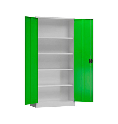 Stahlschrank ClassiX X-530355 lichtgrau, gelbgrün 92,0 x 50,0 x 194,5 cm, aufgebaut 