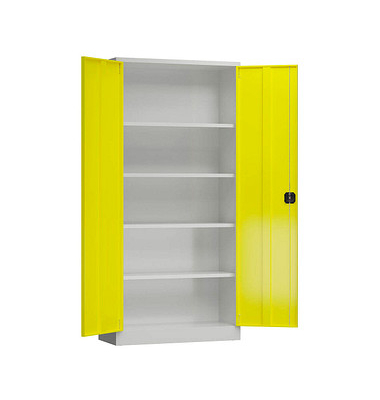 Stahlschrank ClassiX X-530356 zinkgelb, lichtgrau 92,0 x 50,0 x 194,5 cm, aufgebaut 