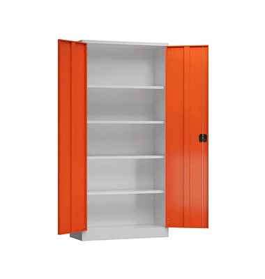 Stahlschrank ClassiX X-530364 feuerrot, lichtgrau 92,0 x 60,0 x 194,5 cm, aufgebaut 