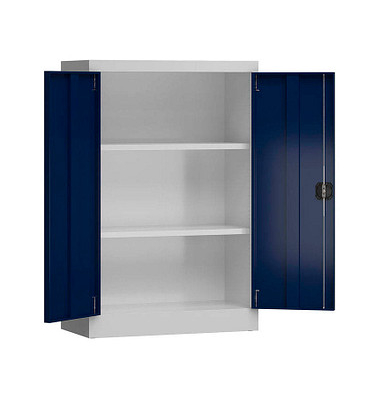 Stahlschrank ClassiX X-530291 enzianblau, lichtgrau 80,0 x 38,0 x 120,0 cm, aufgebaut 