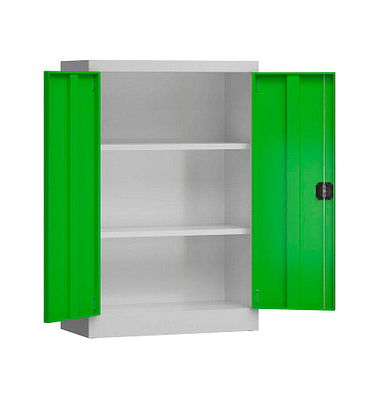 Stahlschrank ClassiX X-530295 lichtgrau, gelbgrün 80,0 x 38,0 x 120,0 cm, aufgebaut 