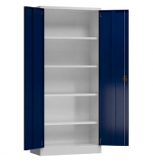Stahlschrank ClassiX X-530331 enzianblau, lichtgrau 80,0 x 38,0 x 180,0 cm, aufgebaut 