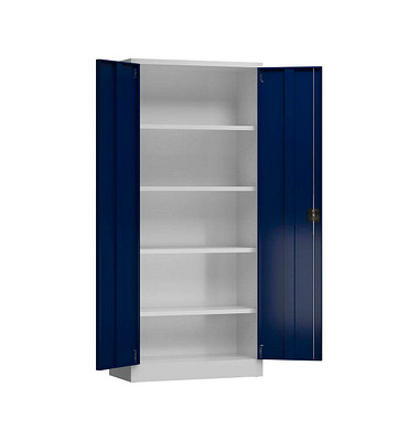 Stahlschrank ClassiX X-530331 enzianblau, lichtgrau 80,0 x 38,0 x 180,0 cm, aufgebaut 