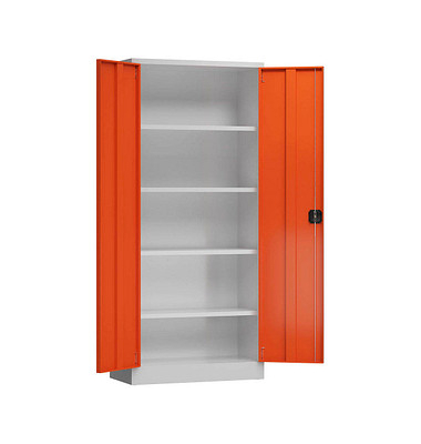 Stahlschrank ClassiX X-530334 feuerrot, lichtgrau 80,0 x 38,0 x 180,0 cm, aufgebaut 