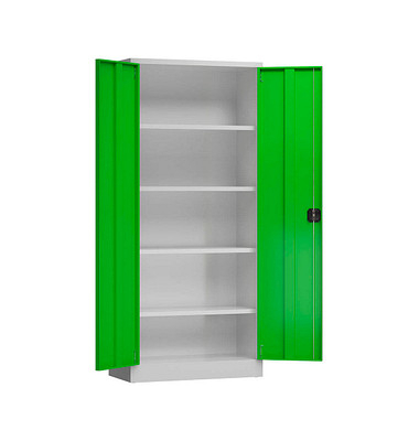 Stahlschrank ClassiX X-530335 lichtgrau, gelbgrün 80,0 x 38,0 x 180,0 cm, aufgebaut 