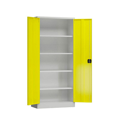 Stahlschrank ClassiX X-530336 zinkgelb, lichtgrau 80,0 x 38,0 x 180,0 cm, aufgebaut 