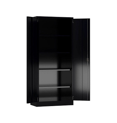 Stahlschrank ClassiX X-530339 tiefschwarz 80,0 x 38,0 x 180,0 cm, aufgebaut 
