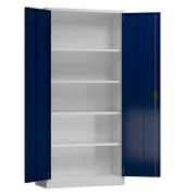 Stahlschrank ClassiX X-530341 enzianblau, lichtgrau 92,0 x 42,0 x 194,5 cm, aufgebaut 