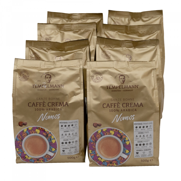 4006406210100 - TEMPELMANN Kaffee Nomos Caffé Crema 120246 ganze Bohne 8x500g 4006406210100 Kaffeerösterei Hubert Tem 4006406210100 - TEMPELMANN Kaffee Nomos Caffé Crema 120246 ganze Bohne 8x500g 4006406210100 Kaffeerösterei Hubert Tem