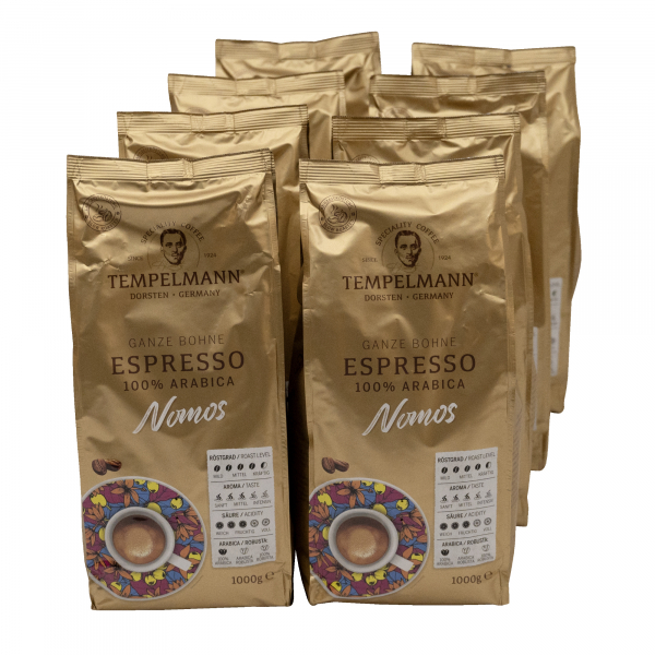 4006406210124 - TEMPELMANN Kaffee Nomos Espresso 120248 ganze Bohne 8x1000g 4006406210124 Kaffeerösterei Hubert Temp 4006406210124 - TEMPELMANN Kaffee Nomos Espresso 120248 ganze Bohne 8x1000g 4006406210124 Kaffeerösterei Hubert Temp