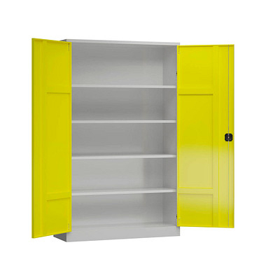 Stahlschrank ClassiXL X-530376 zinkgelb, lichtgrau 120,0 x 42,0 x 194,5 cm, aufgebaut 