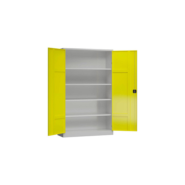 4061815550155 - Metallschrank abschließbar Flügeltürenschrank 1945 x 1200 x 420 mm ral 7035 1018 lichtgrau zinkgelb - gelb 4061815550155 - Metallschrank abschließbar Flügeltürenschrank 1945 x 1200 x 420 mm ral 7035 1018 lichtgrau zinkgelb - gelb