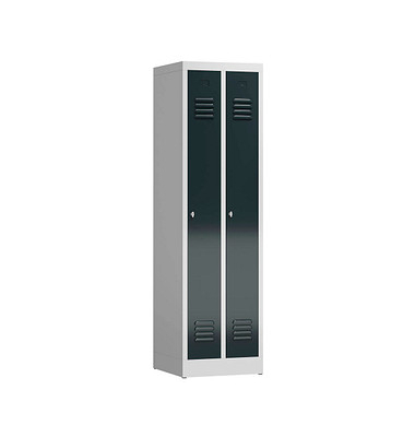Spind ClassiX anthrazit, lichtgrau X-510108, 2 Schließfächer 50,0 x 50,0 x 180,0 cm 