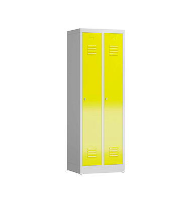 Spind ClassiX lichtgrau, zinkgelb X-510126, 2 Schließfächer 59,0 x 50,0 x 180,0 cm 