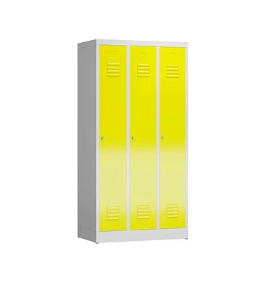 Spind ClassiX lichtgrau, zinkgelb X-510136, 3 Schließfächer 87,0 x 50,0 x 180,0 cm 