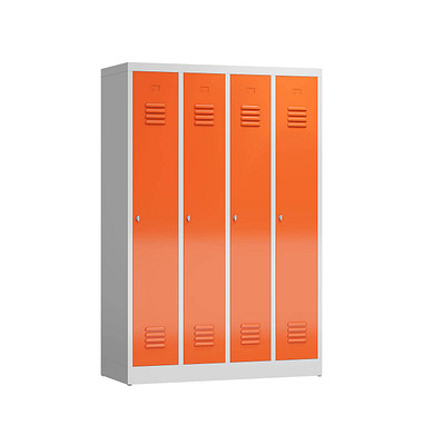 Spind ClassiX feuerrot, lichtgrau X-510144, 4 Schließfächer 118,0 x 50,0 x 180,0 cm 