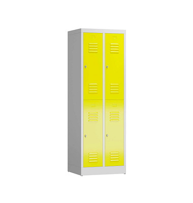 Spind ClassiX lichtgrau, zinkgelb X-520226, 4 Schließfächer 59,0 x 50,0 x 180,0 cm 