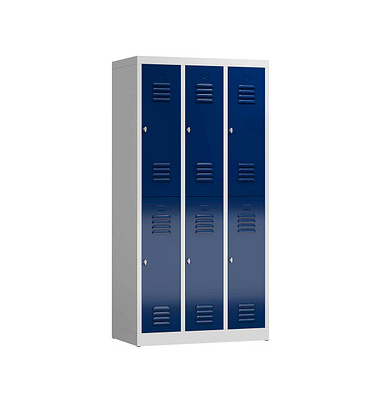 Spind ClassiX enzianblau, lichtgrau X-520231, 6 Schließfächer 87,0 x 50,0 x 180,0 cm 