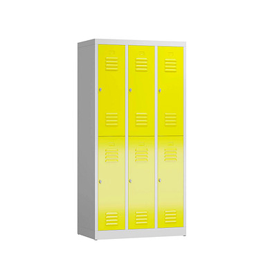 Spind ClassiX lichtgrau, zinkgelb X-520236, 6 Schließfächer 87,0 x 50,0 x 180,0 cm 
