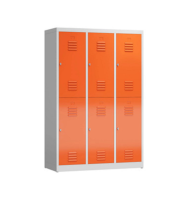 Spind ClassiX feuerrot, lichtgrau X-523234, 6 Schließfächer 118,5 x 50,0 x 180,0 cm 