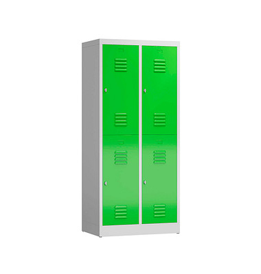 Spind ClassiX gelbgrün, lichtgrau X-523225, 4 Schließfächer 80,0 x 50,0 x 180,0 cm 