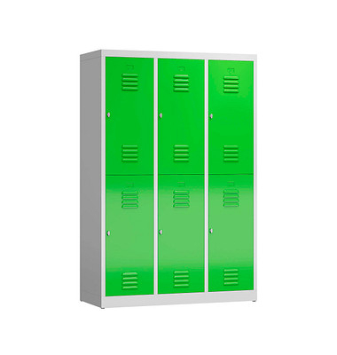 Spind ClassiX gelbgrün, lichtgrau X-523235, 6 Schließfächer 118,5 x 50,0 x 180,0 cm 