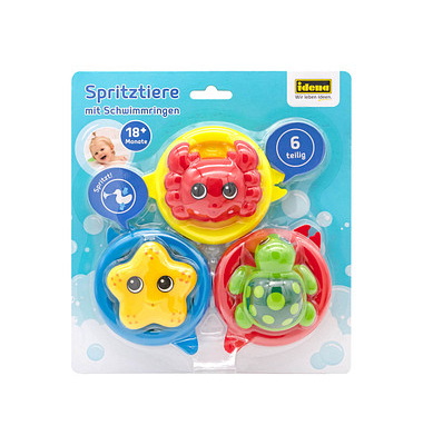 Badespielzeug Spritztiere mit Schwimmring mehrfarbig 