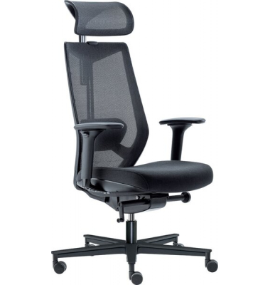 Bürodrehstuhl New Office 5160 mit Kopfteil, Netzrückenlehne, schwarz 