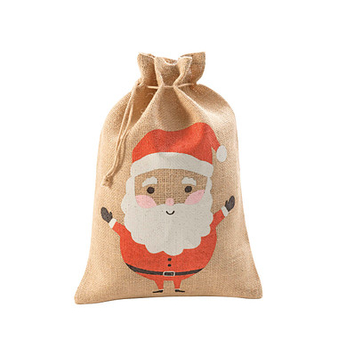 Nikolauss&auml;ckchen J110 mittel Jute mit Nikolausmotiv 25x35cm