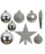 Weihnachtskugeln-Mix 023371, 33 St./Pack stoßfest silber