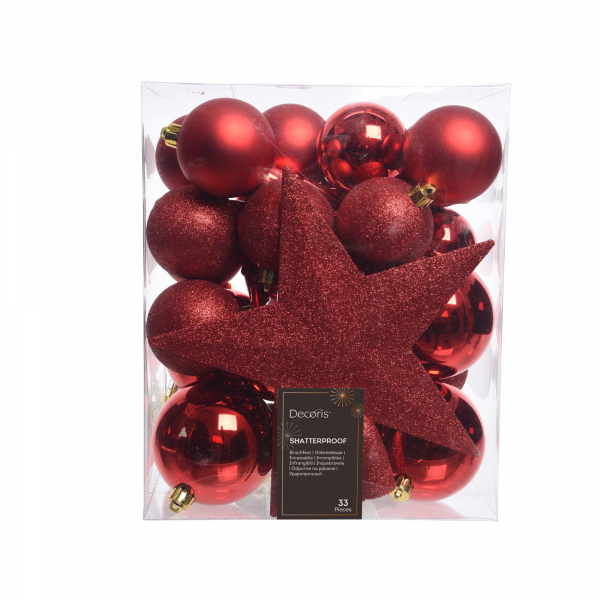 8718532722469 - Weihnachtskugeln-Mix 023372 33 St Pack stoßfest rot 8718532722469 Decoris 8718532722469 - Weihnachtskugeln-Mix 023372 33 St Pack stoßfest rot 8718532722469 Decoris
