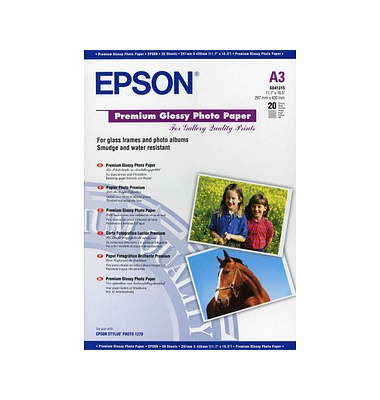 Fotopapier C13S041315 Premium Glossy S041315, A3, für Inkjet, 255g weiß glänzend einseitig bedruckbar