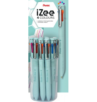 Vierfarbkugelschreiber iZee BXC470LC-1E, blau / schwarz / rot / gr&uuml;n, 0,5mm, nachf&uuml;llbar