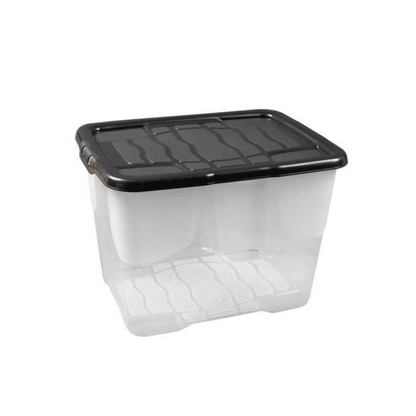 Strata Aufbewahrungsbox Curve 2001990110, 10 Liter, mit Deckel, außen 350x280x160mm, Polypropylen (PP) transparent/schwarz 502171105144
