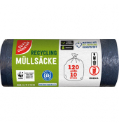 Müllbeutel 657827007 Recycling, schwarz, 120 Liter, mit Zugband