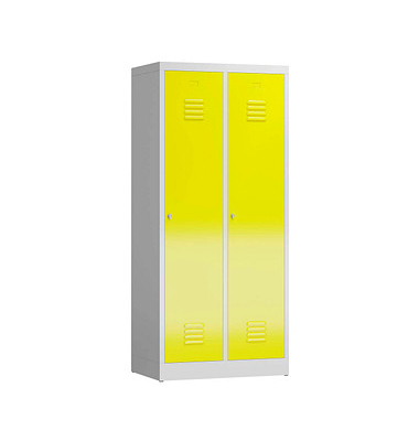 Spind ClassiX lichtgrau, zinkgelb X-515126, 2 Schließfächer 80,0 x 50,0 x 180,0 cm 