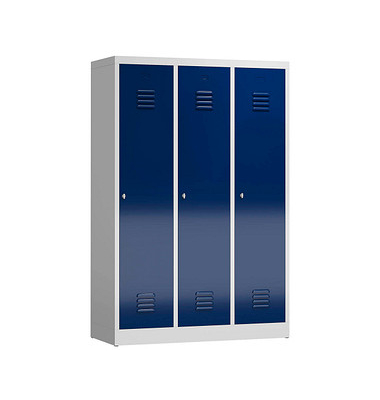 Spind ClassiX enzianblau, lichtgrau X-515131, 3 Schließfächer 118,5 x 50,0 x 180,0 cm 