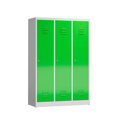 Spind ClassiX gelbgrün, lichtgrau X-515135, 3 Schließfächer 118,5 x 50,0 x 180,0 cm 