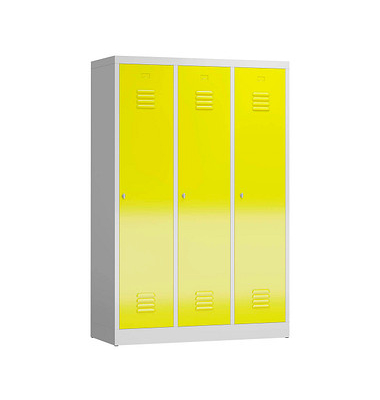 Spind ClassiX lichtgrau, zinkgelb X-515136, 3 Schließfächer 118,5 x 50,0 x 180,0 cm 