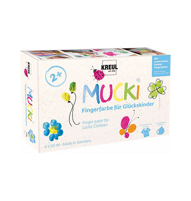 6 KREUL MUCKI Glückskinder Fingerfarben farbsortiert 6 x 50,0 ml 