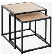 Beistelltisch 52409, 36/41cm (H), 35/40cmx35/40cm (BxT), rechteckig, eiche / schwarz