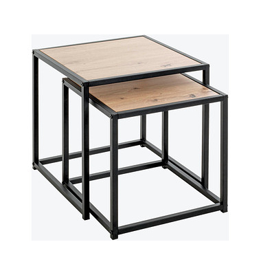 Beistelltisch 52409, 36/41cm (H), 35/40cmx35/40cm (BxT), rechteckig, eiche / schwarz