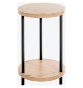Beistelltisch 52412, 50cm (H), 30x30cm (BxT), rund, eiche / schwarz