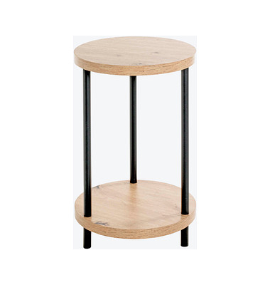 Beistelltisch 52412, 50cm (H), 30x30cm (BxT), rund, eiche / schwarz