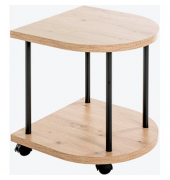 Beistelltisch 52415, 45cm (H), 40x40cm (BxT), halbrund, eiche / schwarz