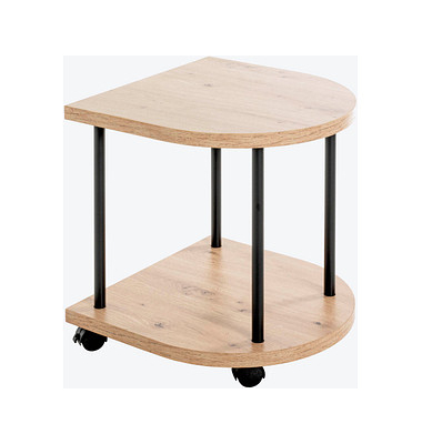 Beistelltisch 52415, 45cm (H), 40x40cm (BxT), halbrund, eiche / schwarz