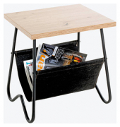 Beistelltisch 52419, 51cm (H), 48x40cm (BxT), rechteckig, eiche / schwarz