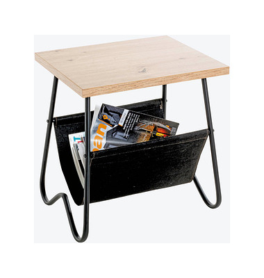 Beistelltisch 52419, 51cm (H), 48x40cm (BxT), rechteckig, eiche / schwarz