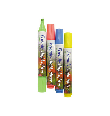 Textmarker Friendly Medium, 15150, Etui, 4-farbig sortiert, 2-5mm Keilspitze