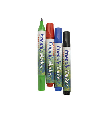 Permanentmarker Friendly Fine, 16350, Pack, 4-farbig sortiert, 1,5-3mm Rundspitze